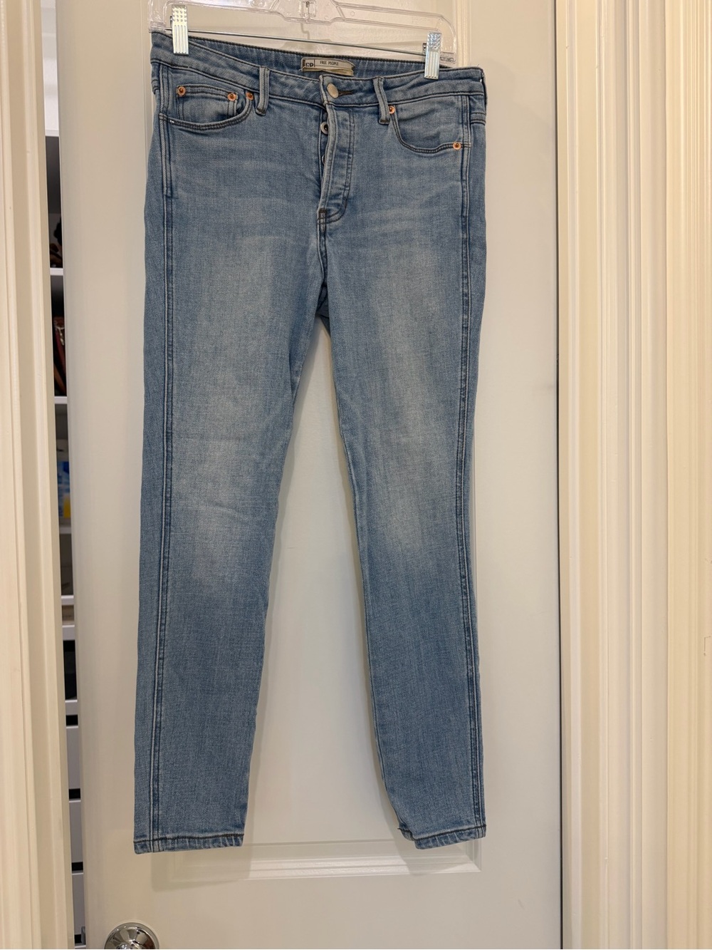 Free People High Rise Skinny Jeans 27 Light Wash Button Fly